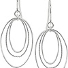 Silver Oval Open Circles Hook Earrings