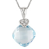 10k White Gold .025 ctw Diamond & 5.75 CT TGW Blue Topaz Sky Heart Pendant