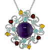 Sterling Silver 14.33 CT TGW Amethyst, Citrine, Garnet & Blue Topaz Sky Fashion Pendant
