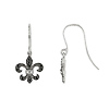10K White Gold .10 ctw Black & White Diamond Fleur de lis Earrings