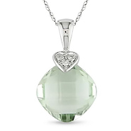 10k White Gold .024 ctw Diamond & 4.5 CT TGW Green Amethyst Heart Pendant