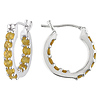 Sterling Silver 1.33 tgw Citrine Hoop Earrings