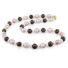 Warm Pink Multicolor Pearl Necklace Strand with Magnetic Clasp