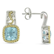 0.02 CT Diamond TW And 5 CT TGW Blue Topaz - Sky Ear Pin Earrings Silver GHI I3