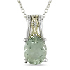 Sterling Silver .01 ctw Diamond & 3.25 CT TGW Green Amethyst Fashion Pendant