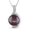 Sterling Silver .025 ctw Diamond Freshwater Pearl Fashion Pendant