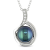 Sterling Silver .025 ctw Black FW Rd Pearl Pendant