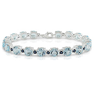 Sterling Silver 29.75 CT TGW  Blue Topaz & Sapphire Bracelet