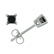 1/3ct Princess Black Diamond Stud Earrings in 14K White Gold