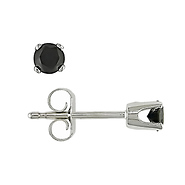 10KW 1/4ct TDW Black Diamond Solitaire Earrings, prong set diamonds, butterfly backs