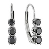 1/2 CT Black Diamond TW 3 Stone Earrings 14k White Gold I1;I2