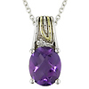 Sterling Silver .02 ctw Diamond & 3 CT TGW Amethyst Fashion Pendant