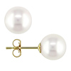 10K 8-8.5mm FW Cultured Round White Pearl Earrings