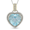 14k & Sterling Silver .03 ctw & 6.5 ct TGW Blue Topaz Heart Pendant