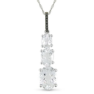 14k White Gold .03 ctw Black Diamond & 3 CT TGW White Topaz Fashion Pendant