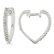 Heart Shaped Sterling Silver Diamond Cuff Earrings