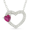 Sterling Silver .15 ctw Diamond & .5 CT TGW Synthetic Pink Sapphire Heart Pendant