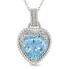Sterling Silver .17 ctw Diamond & 6.8 CT TGW Blue Topaz Sky Heart Pendant