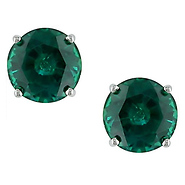 10K White Gold 1.60 ct. Emerald Round Cut Prong Set Earrings