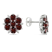 4 1/5 CT TGW Garnet Ear Pin Silver Earrings