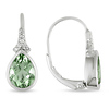 0.06 CT HIJ Diamond TW And 2 1/5 CT TGW Green Amethyst LeverBack Earrings Silver I3;I4