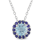 Sterling Silver 1.3 CT TGW Blue Topaz & Sky Sapphire Fashion Pendant