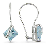 2 3/4 CT TGW Blue Topaz - Sky Euro 10k White Gold Back Earrings