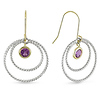 14KY & Silver 1/2ct TGW 4mm Round Amethyst Hanging Hook Earrings