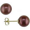 14K Gold 7-7.5mm Freshwater Chocolate Pearl Stud Earrings