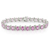 Sterling Silver .03 ctw Diamond & 18 CT TGW Synthetic Pink Sapphire Bracelet