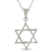 Star of David Silver Pendant with 18