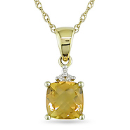 10k Yellow Gold Chain w/ .012 ctw Diamond & .8 CT TGW Citrine Fashion Pendant