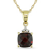 10K Yellow Gold Chain w/ .012 ctw Diamond & 1.3 CT TGW Garnet Fashion Pendant