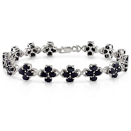 Sterling Silver 14 CT TGW Black Sapphire Bracelet