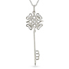 10k White Gold .06 ctw Diamond Key Pendant