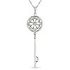 10k White Gold .095 ctw Diamond Key Pendant