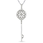 10k White Gold .095 ctw Diamond Key Pendant