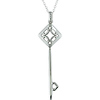 Diamond Style Sterling Silver Key Pendant
