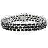 Sterling Silver 30 CT TGW 3 Row Bracelet w/ Oval Black Sapphire