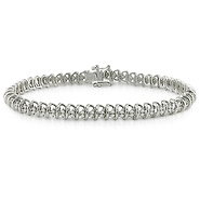 1 CT HIJ Diamond TW Bracelet Silver I3;I4 Length (inches): 7.5