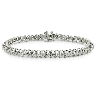 1 CT HIJ Diamond TW Bracelet Silver I3;I4 Length (inches): 7.5