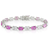 Sterling Silver 21.2 CT TGW Synthetic Pink Sapphire & White Topaz Bracelet