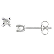 1/6ct Princess Cut Diamond Stud Earrings with Butterfly Backs