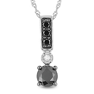 14k White Gold 1 ctw Black and White Diamond Fashion Pendant