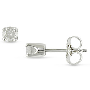 Silver 1/3ct TDW Solitaire Earrings, J-K I2-I3