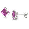 2 3/5 CT TGW Created Pink Sapphire Ear Pin Earrings Silver
