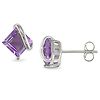 2 CT TGW Amethyst Ear Pin Earrings Silver