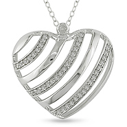 Sterling Silver .25 ctw Diamond Heart Pendant