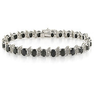 Sterling Silver Diamond & Black Sapphire Bracelet