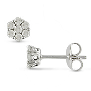 Silver Ear Pin Earrings I3 GHI Round Diamond 1/2ct TDW Silver  Butterfly